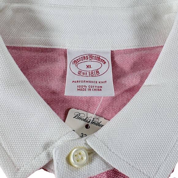 NWT Brooks Brothers Pink Performance Knit 100% Cotton Long Sleeve Men's Sz XL - Picture 2 of 8